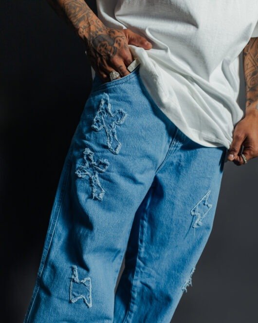 Calça Baggy Trip Side Cruz vs Raio - Jeans Sky - Imagem 2